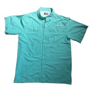 Habit Blue Casual Button Down Shirt Lightweight Short Sleeve